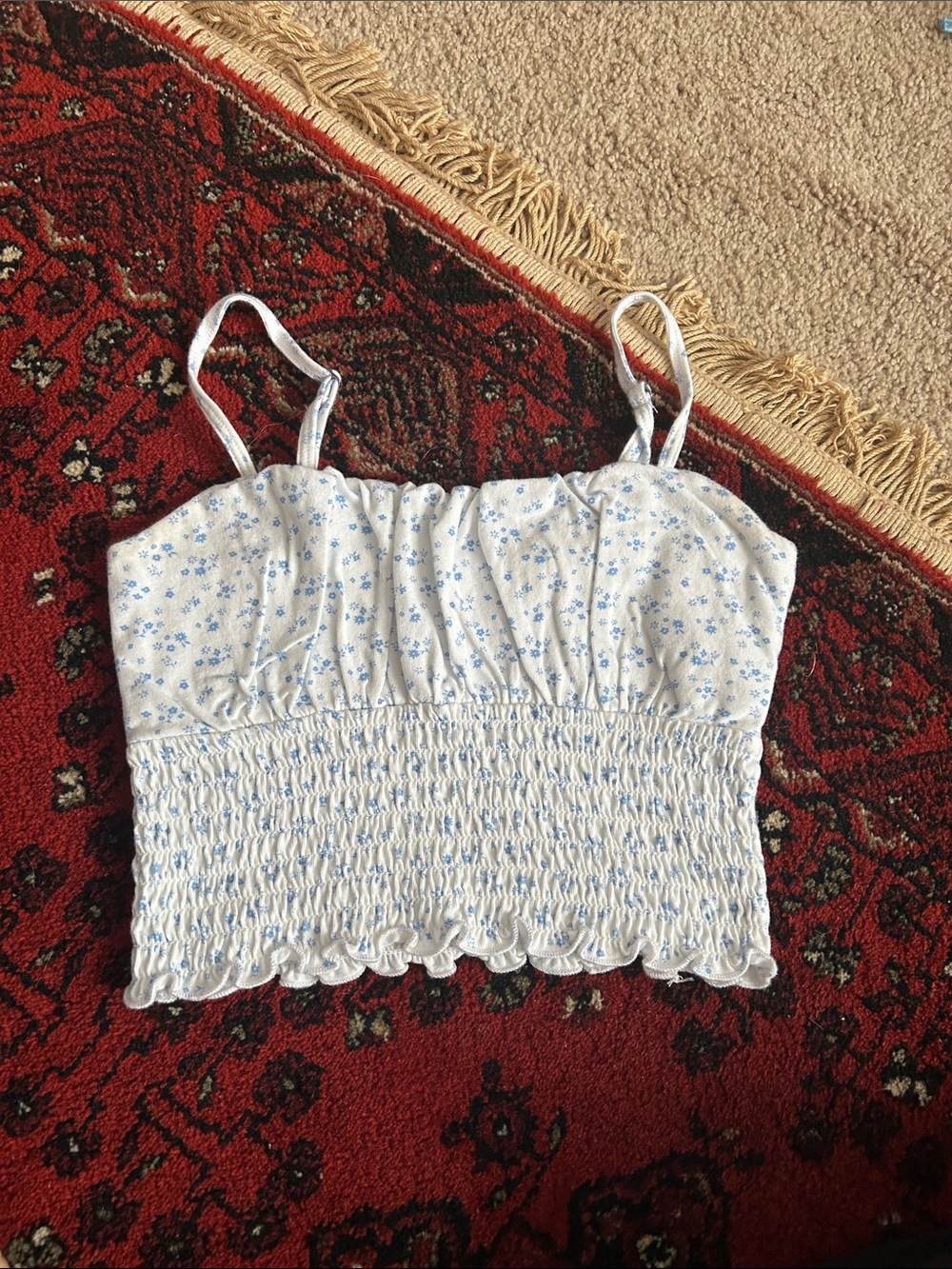 Hollister Light Blue Floral Smocked Camisole